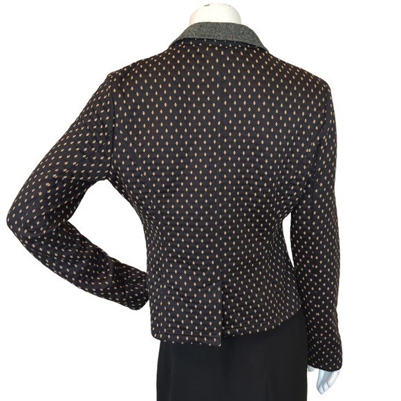 Free People Black Tan Quilted Polka Dot Knit Blazer Jacket - Picture 7 of 15